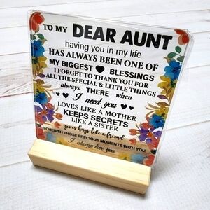 Thank You Desk Decor Aunt Square Acrylic Desk Plaque Sign With Wood Stand - New